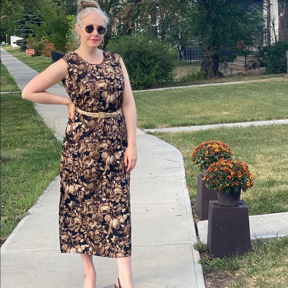 Vintage Brown Floral Dress